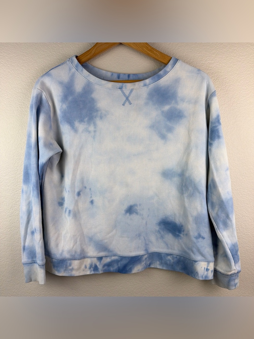 Splendid Sweatshirt Pullover Long Sleeve Waffle Blue Womens Medium